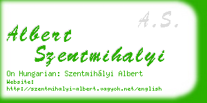 albert szentmihalyi business card